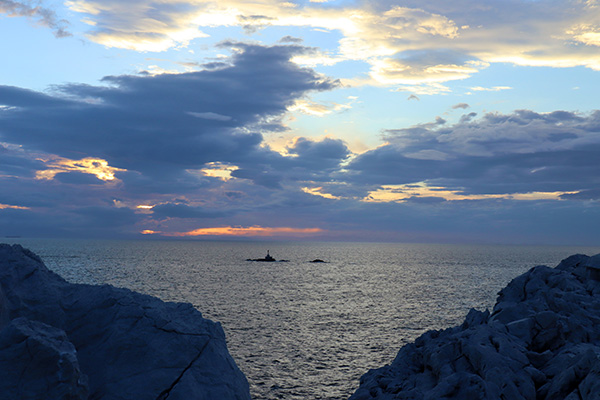 白崎海洋公園の展望台からの日没