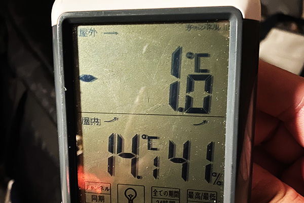 午前3時の外気温は-1℃