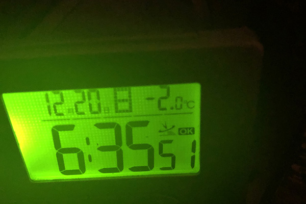 朝の幕内温度-2℃